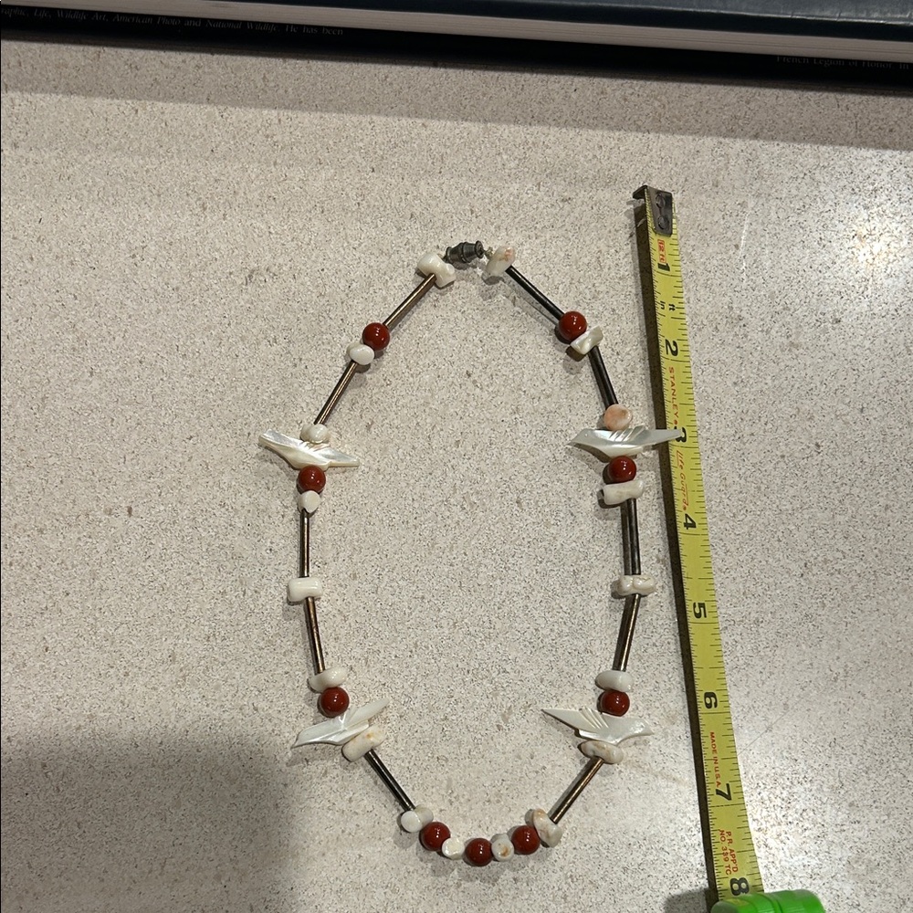 Southwestern Coral and Mother of pearl and White Beaded Necklace coastal cowgirl